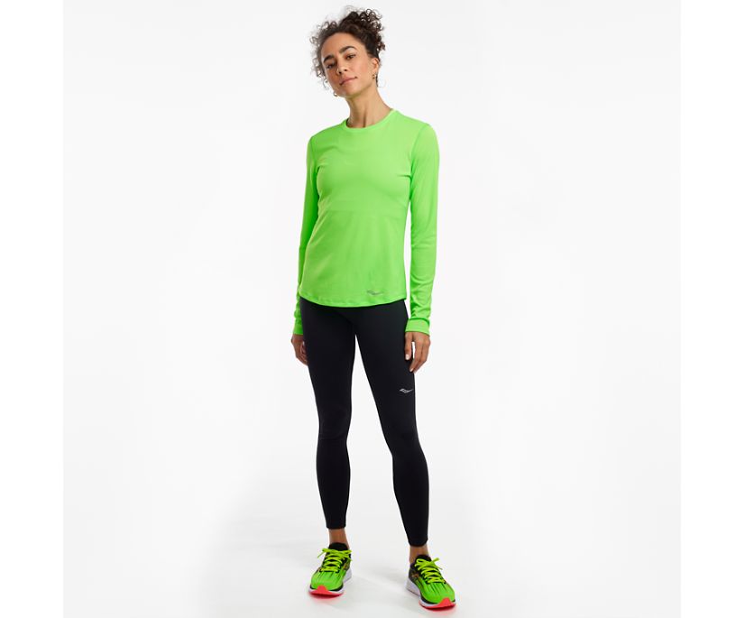 Women's Saucony Stopwatch Long Sleeve Shirts Green | Singapore 293UZGT